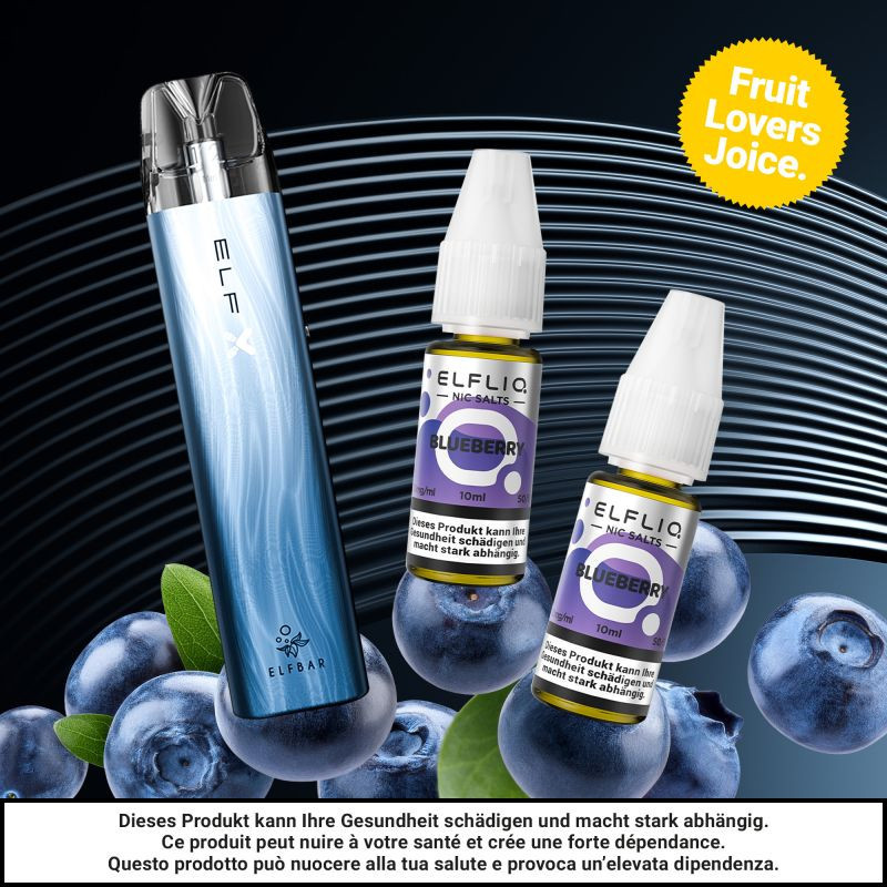 Bundle ELFBAR ELFX Kit + 2 ELFLIQ, Blueberry